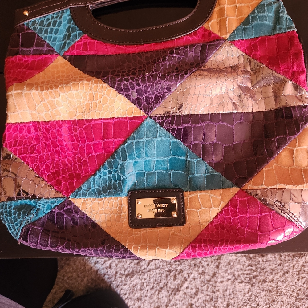 Nine West Multicolor Patchwork Tote - image 1